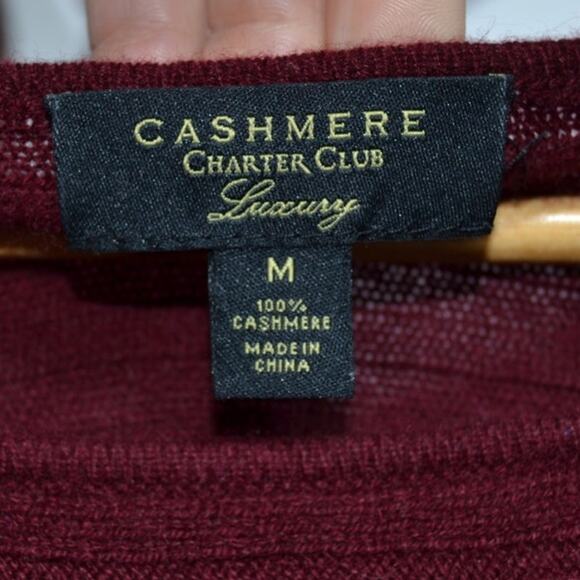 Cashmere Charter Club Burgandy 100% Cashmere Sweater Size Medium - Picture 4 of 5